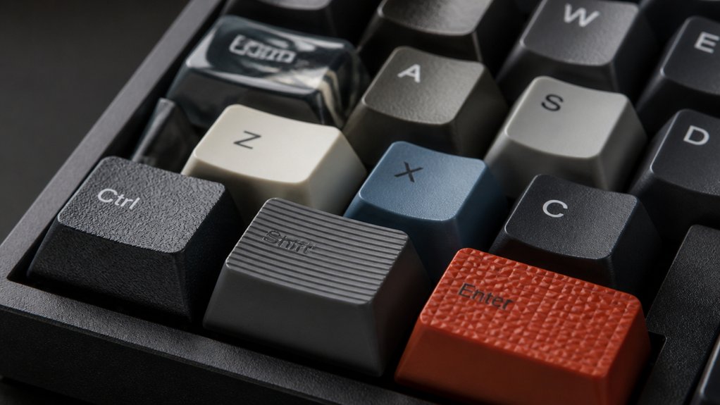 textured keycaps enhance grip