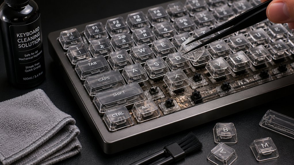 careful keycap cleaning process