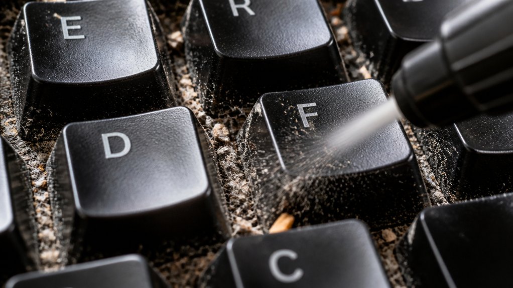 dust collects between keys