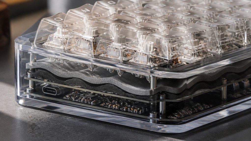 foam absorbs keyboard vibrations